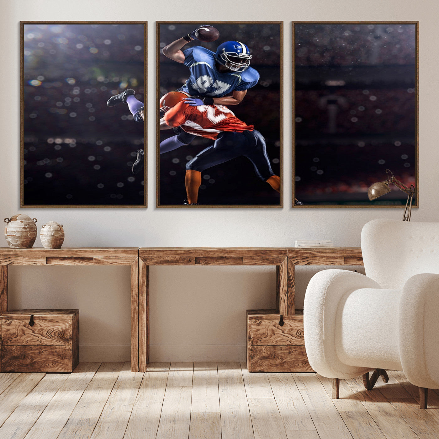 76491-MGV-CV-36X24-American Football Wall Art Canvas Print, Stadium Sport Wall Art Print