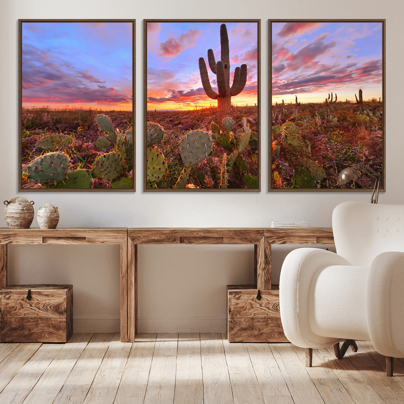 -Arizona Desert Wall Art Canvas Print - Framed Deser Sunset Wall Decor