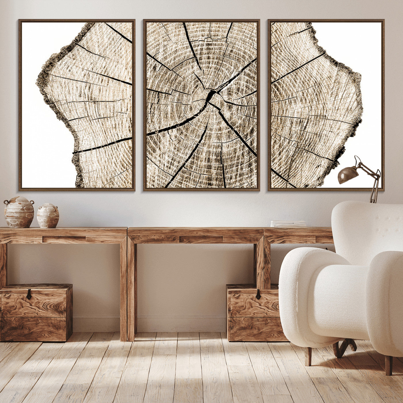 12450-MGV-CV-36X24-Abstract Wood Tree Ring Wall Art - Ready to Hang Minimalist Wooden Design for Rustic & Contemporary