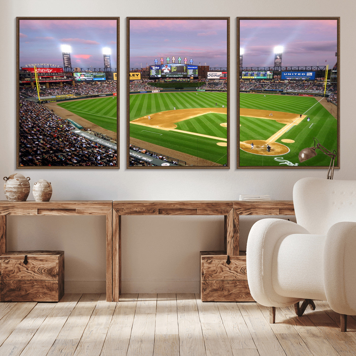 38470-MGV-CV-36X24-Chicago White Sox Baseball Team Print Canvas- Guaranteed Rate Field Stadium Wall Art Canvas Print
