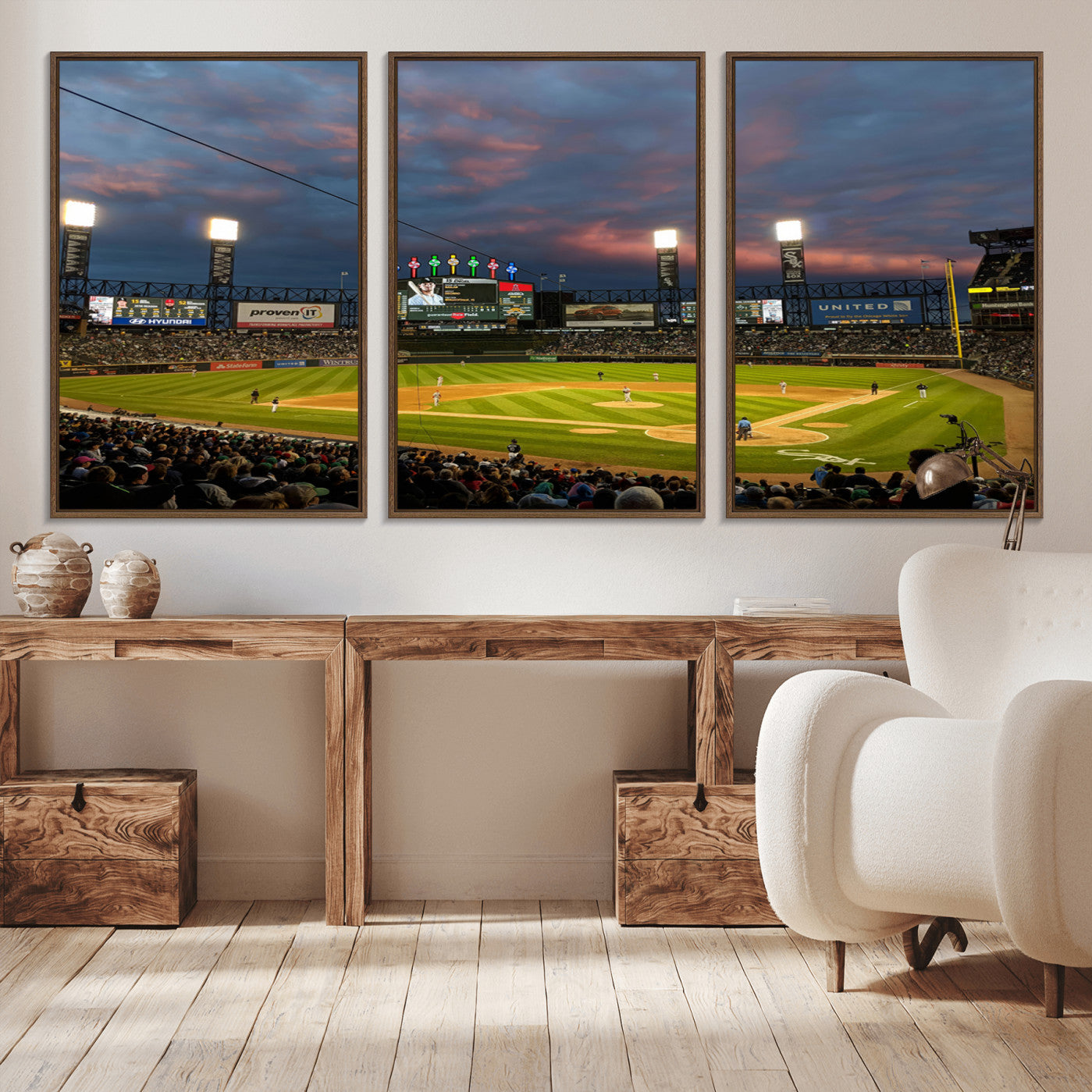 96063-MGV-CV-36X24-Chicago White Sox Baseball Team Print Canvas- Guaranteed Rate Field Stadium Wall Art Canvas Print