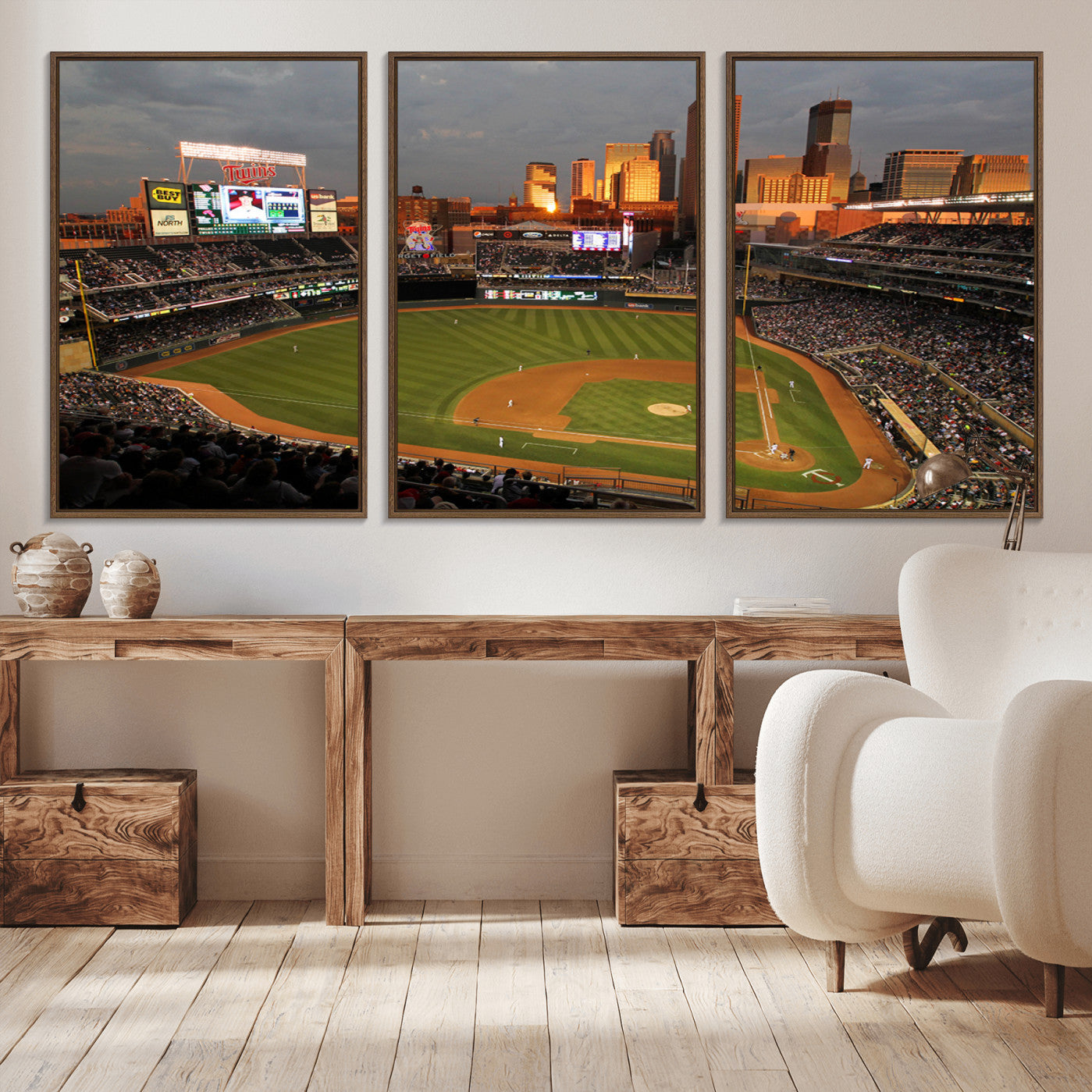 99822-MGV-CV-36X24-Minnesota Twins Baseball Team Print - Minneapolis Target Field Stadium Wall Art Canvas Print
