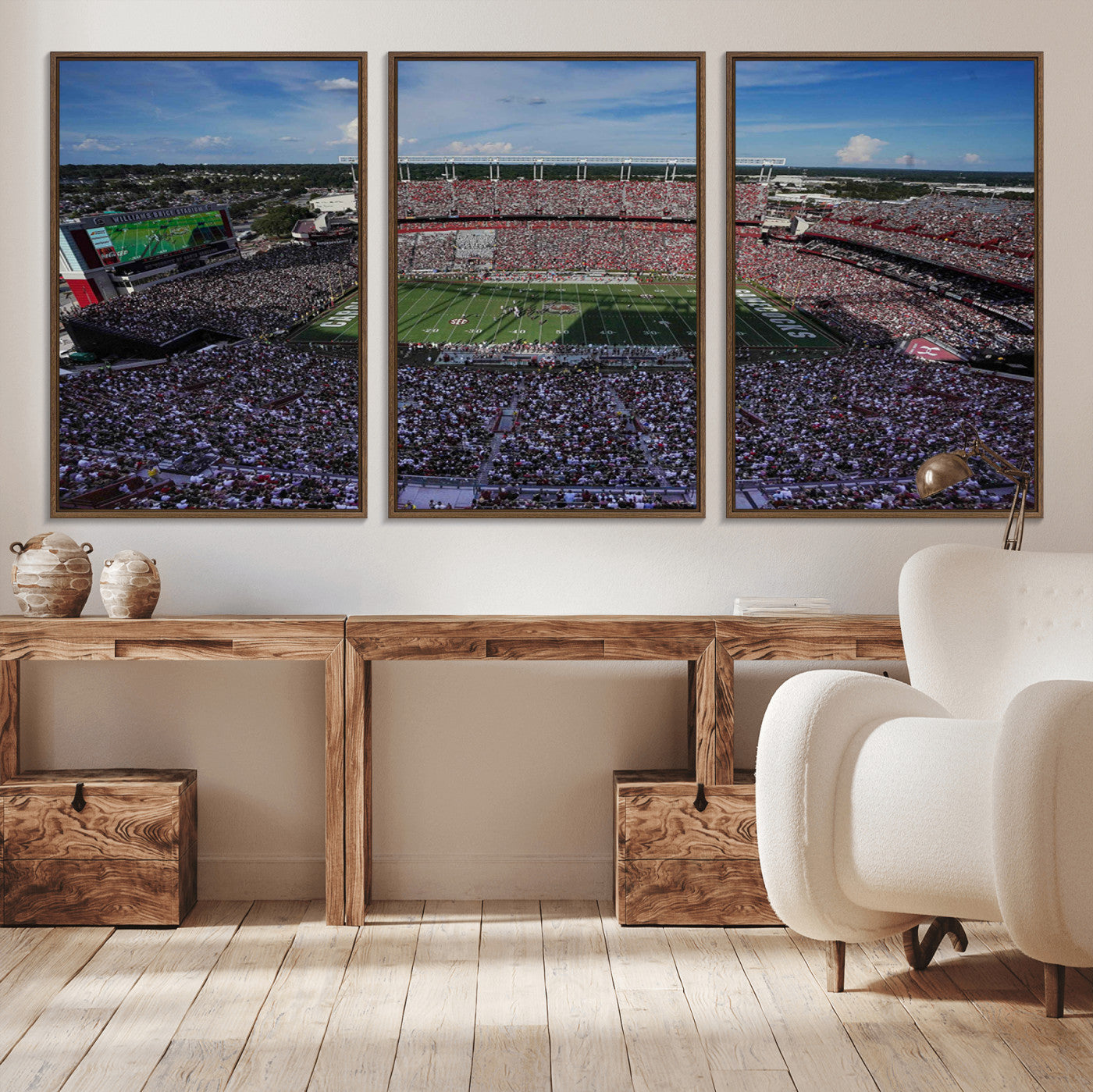 83382-MGV-CV-36X24-South Carolina Gamecocks Football Team Print - Columbia Williams-Brice Stadium Wall Art Canvas Print