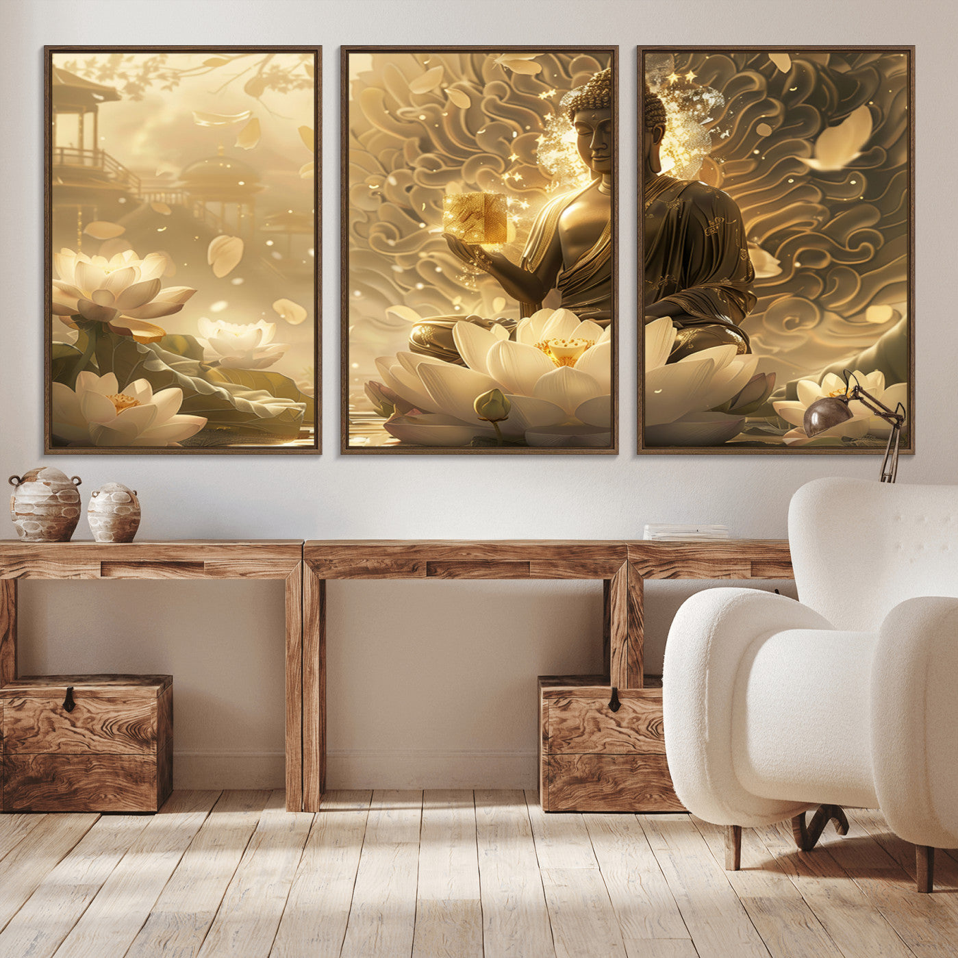 -Golden Buddha Wall Art | Yoga Room Decor and Meditation Room Wall Art | Framed and Ready to Hang