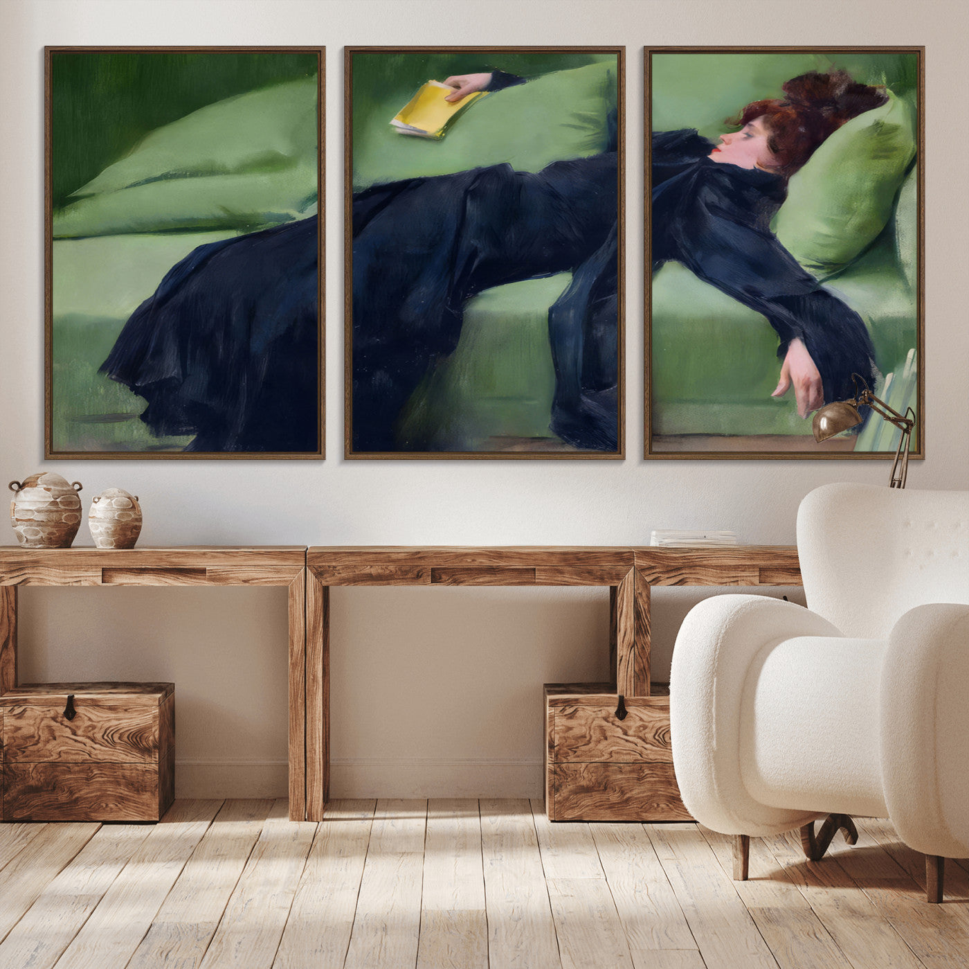 17725-MGV-CV-36X24-Decadent Girl by Ramon Casas Wall Art Canvas Print, Framed Decadent Girl Canvas Print