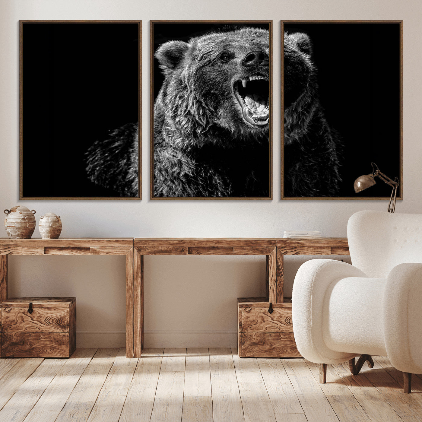 -Bear Canvas Print | Wildlife Wall Art for Cabin Decor | Ready to Hang Framed
