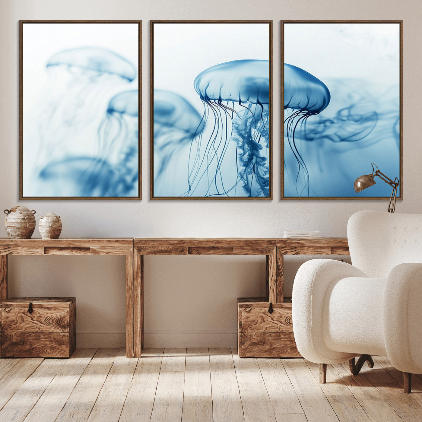 -Blue Jellyfish Wall Art Canvas Print