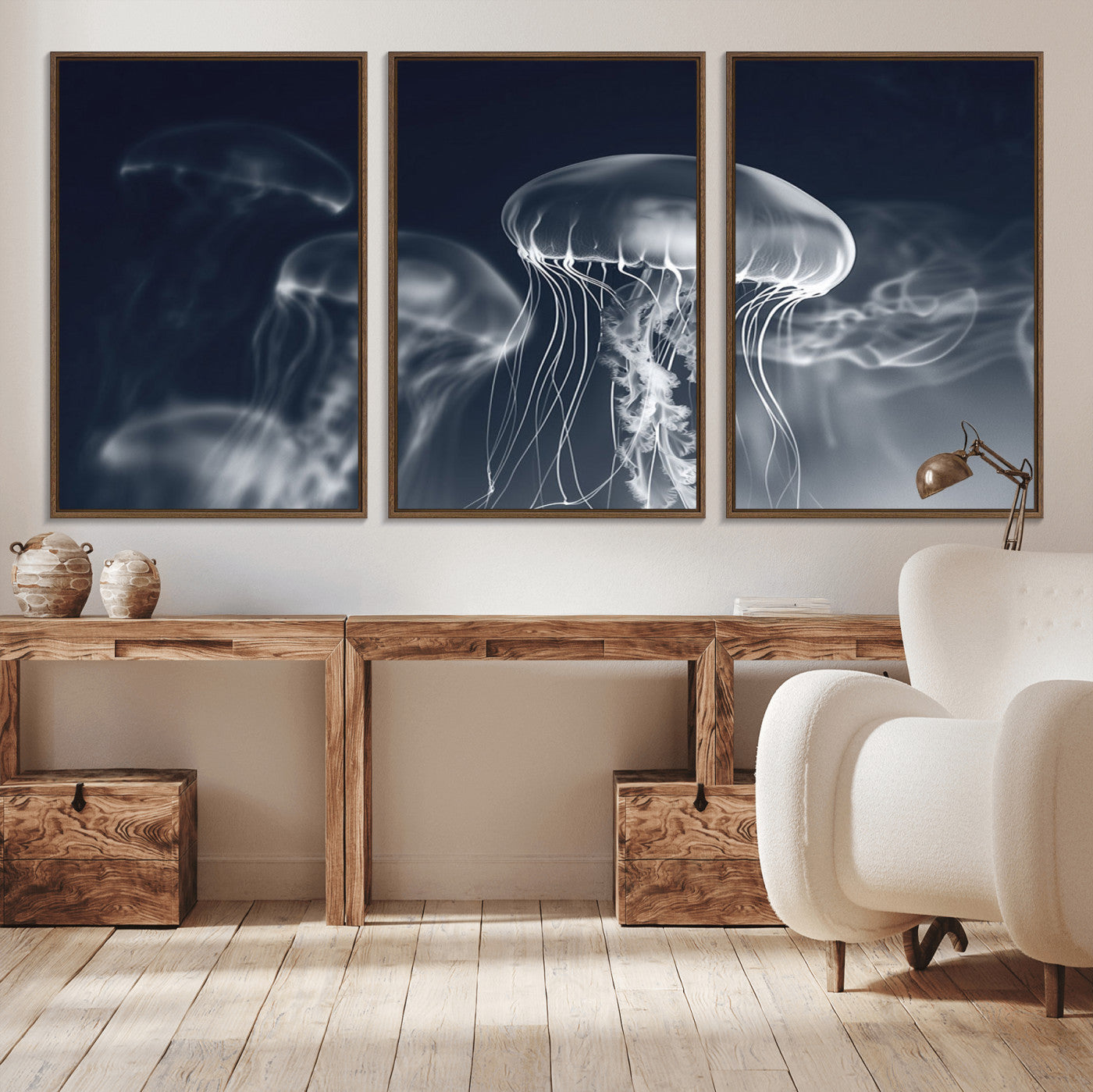 79301-MGV-CV-36X24-Jellyfish Wall Art Canvas Print, Modern Abstract Jellyfish Wall Decor
