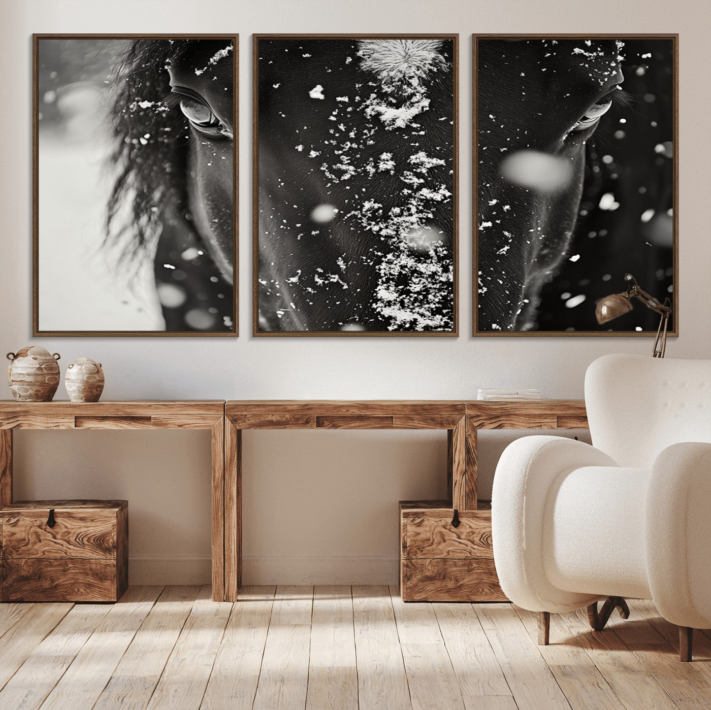 73281-MGV-CV-36X24-Winter Horse Snow Wall Art Canvas Print
