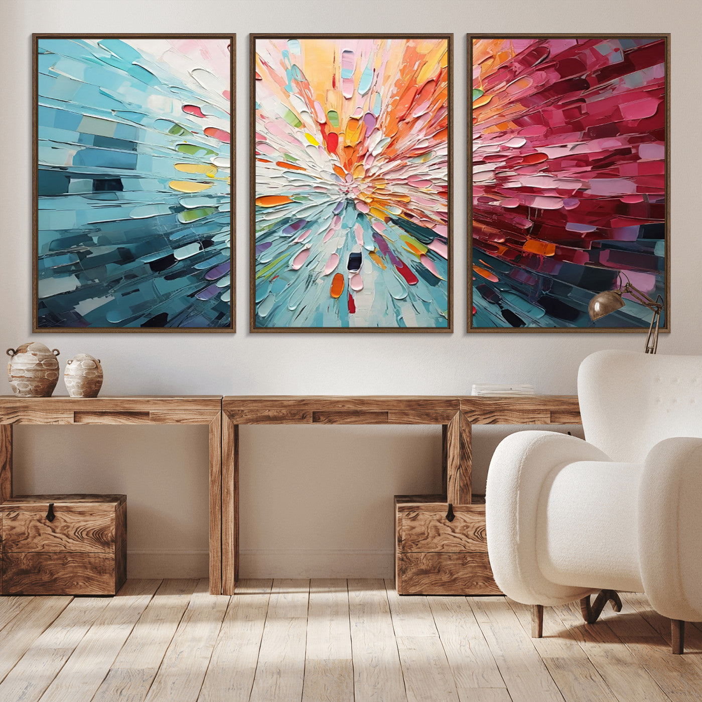 47065-MGV-CV-36X24-Radiant Bloom Abstract Floral Wall Art Canvas Print - Colorful Burst - Modern Living Room Decor -