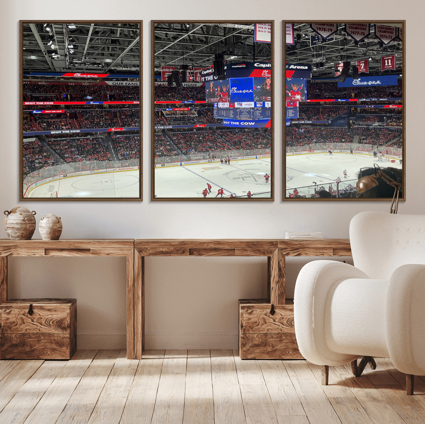71287-MGV-CV-36X24-Washington Capitols New York Rangers Ice Hockey Game Stadium Wall Art Canvas Print