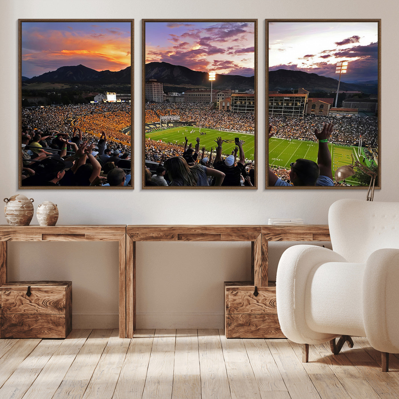 -Framed Colorado Buffaloes Football Team Print - Boulder Folsom Field Stadium Wall Art Canvas Print