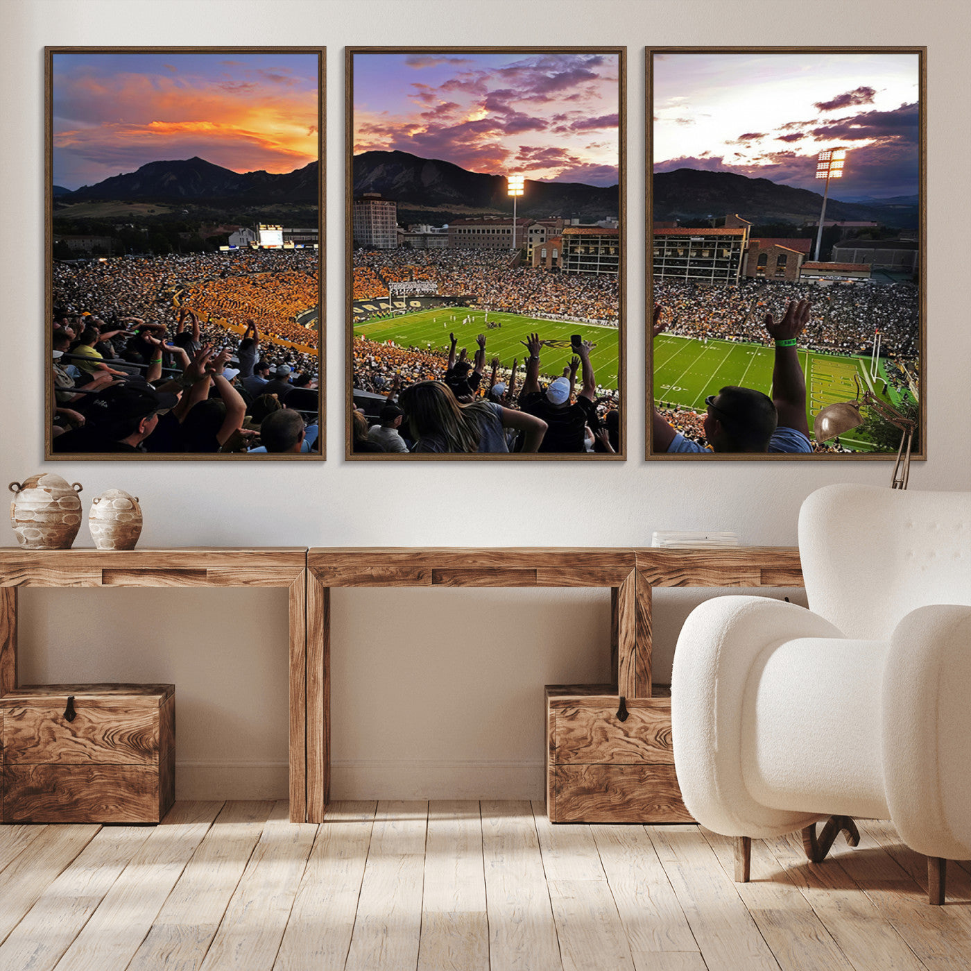 -Framed Colorado Buffaloes Football Team Print - Boulder Folsom Field Stadium Wall Art Canvas Print