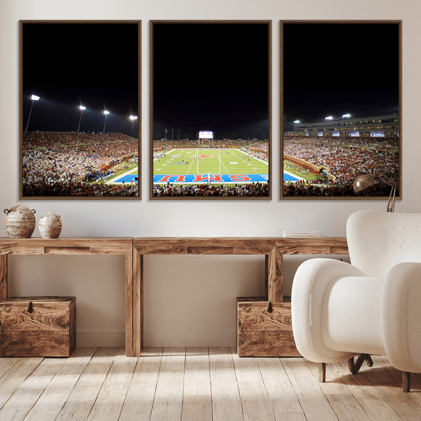 -SMU Mustangs Football Team Print - Dallas Gerald J. Ford Stadium Wall Art Canvas Print
