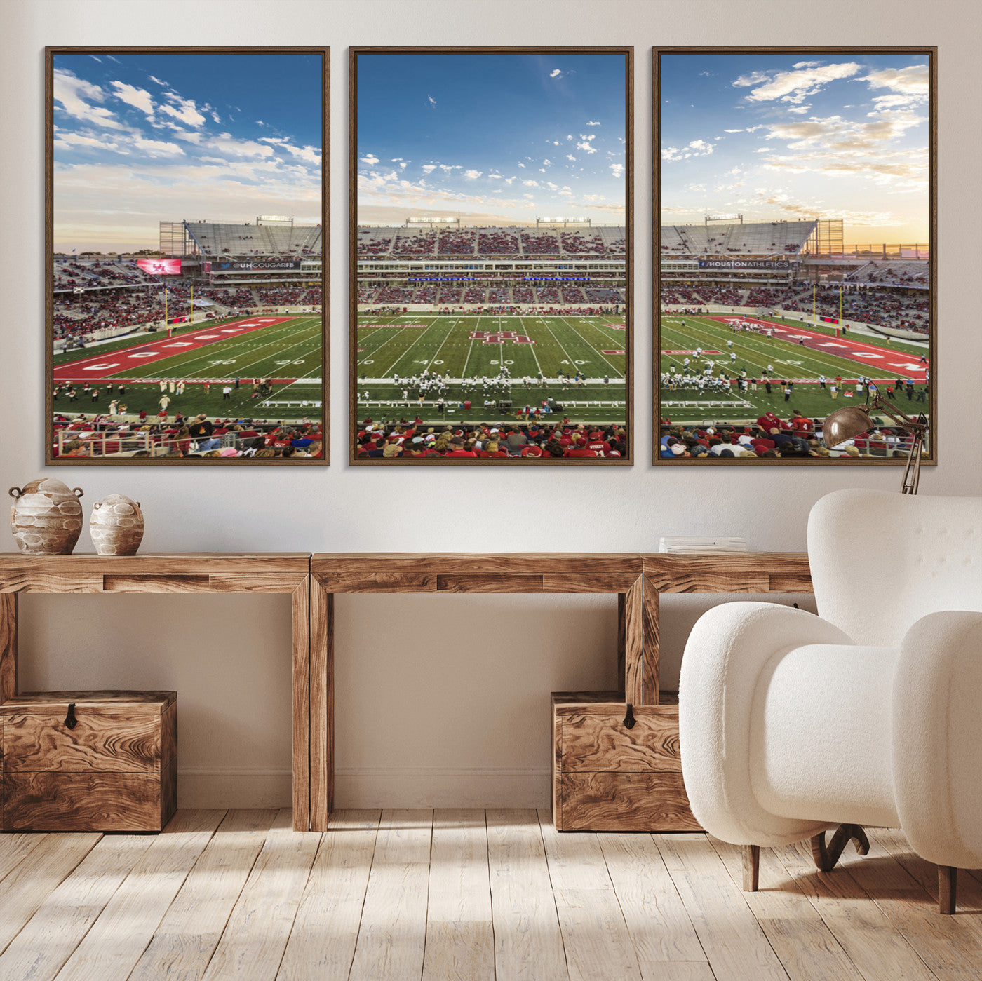 -Framed Houston Cougars Football Team Print - Houston TDECU Stadium Wall Art Canvas Print