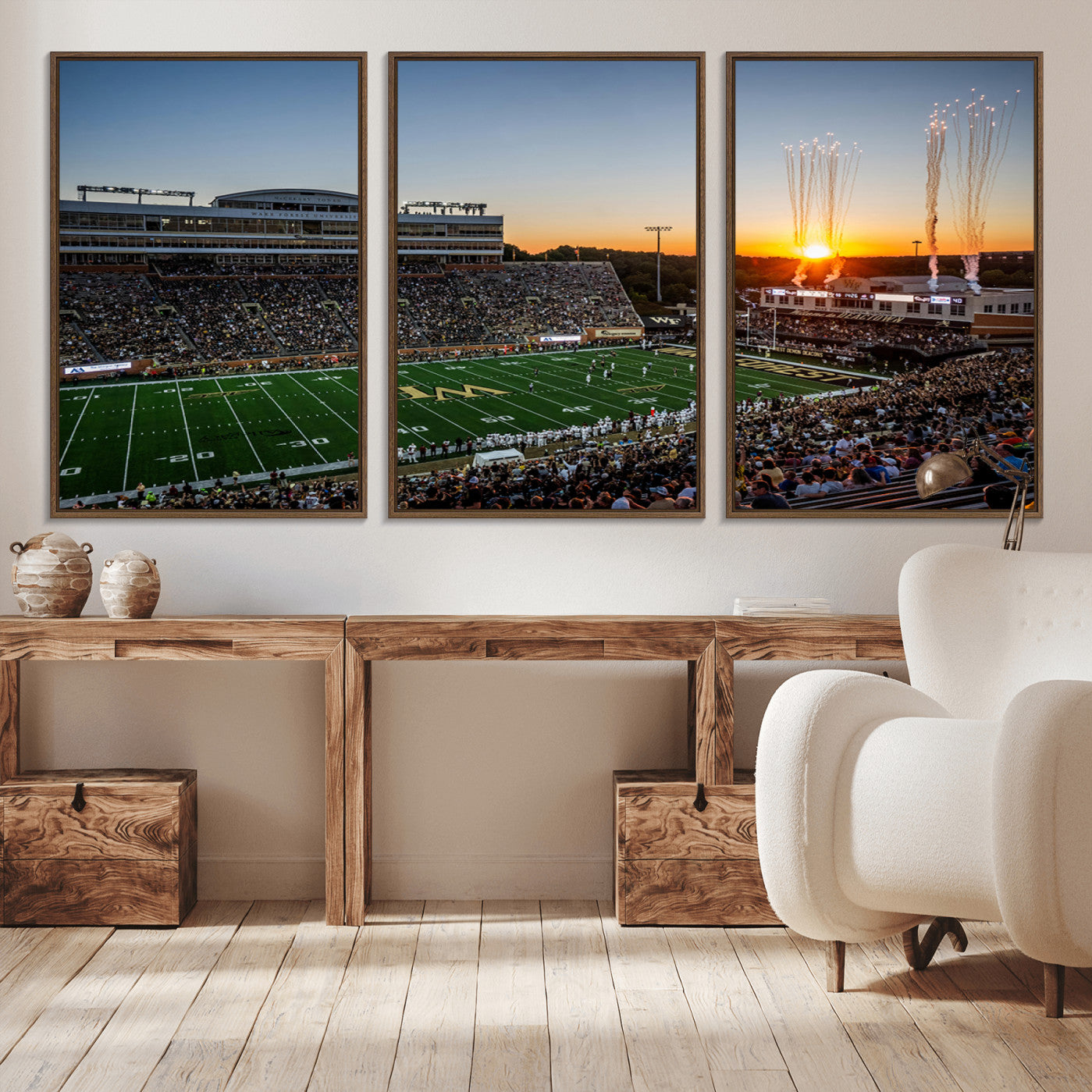 29253-MGV-FC-60X30-3P_Walnut-Demon Deacons Football Team Print Canvas- Winston-Salem Allegacy Federal Credit Union Stadium Wall