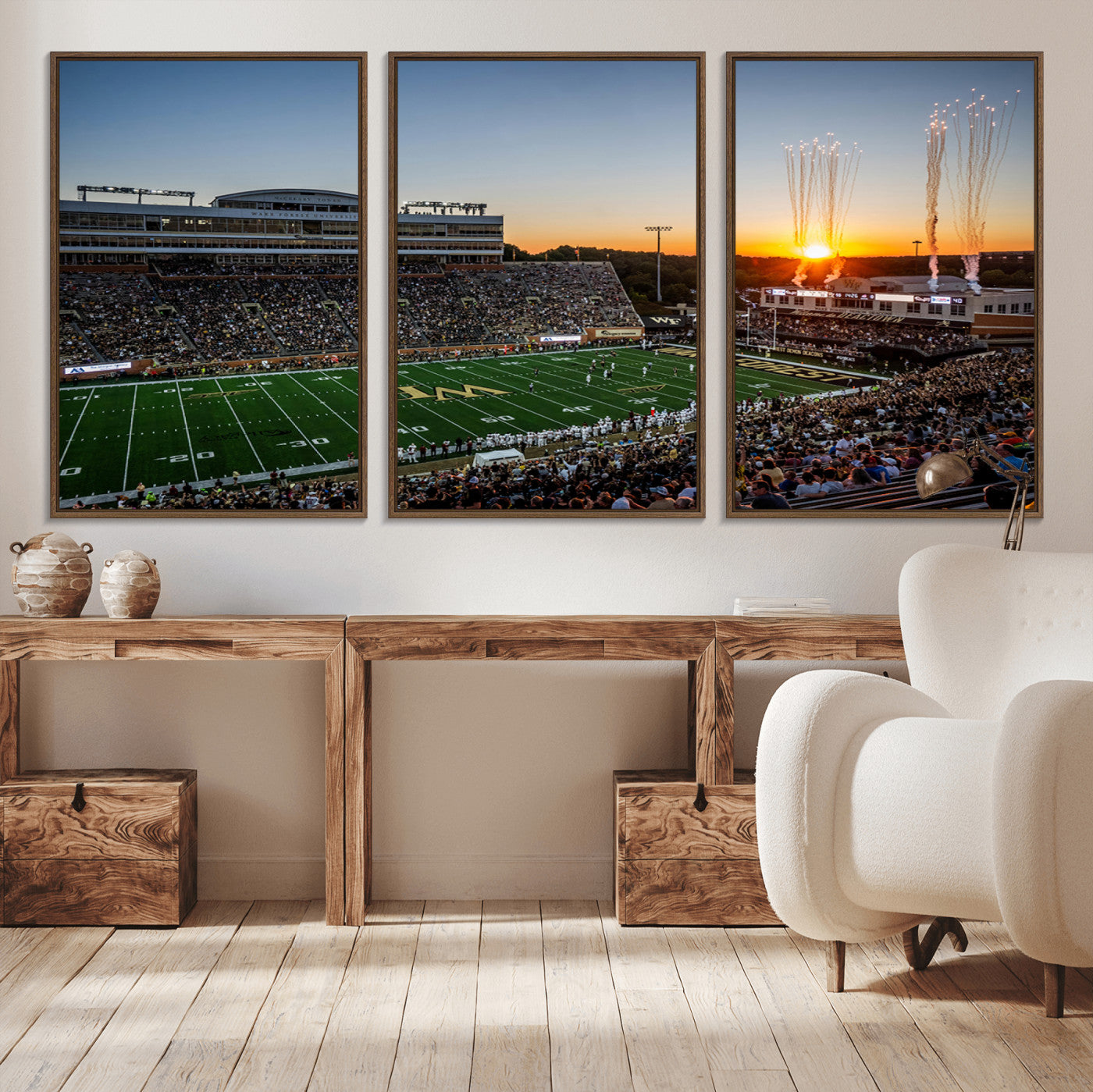 29253-MGV-FC-60X30-3P_Walnut-Demon Deacons Football Team Print Canvas- Winston-Salem Allegacy Federal Credit Union Stadium Wall