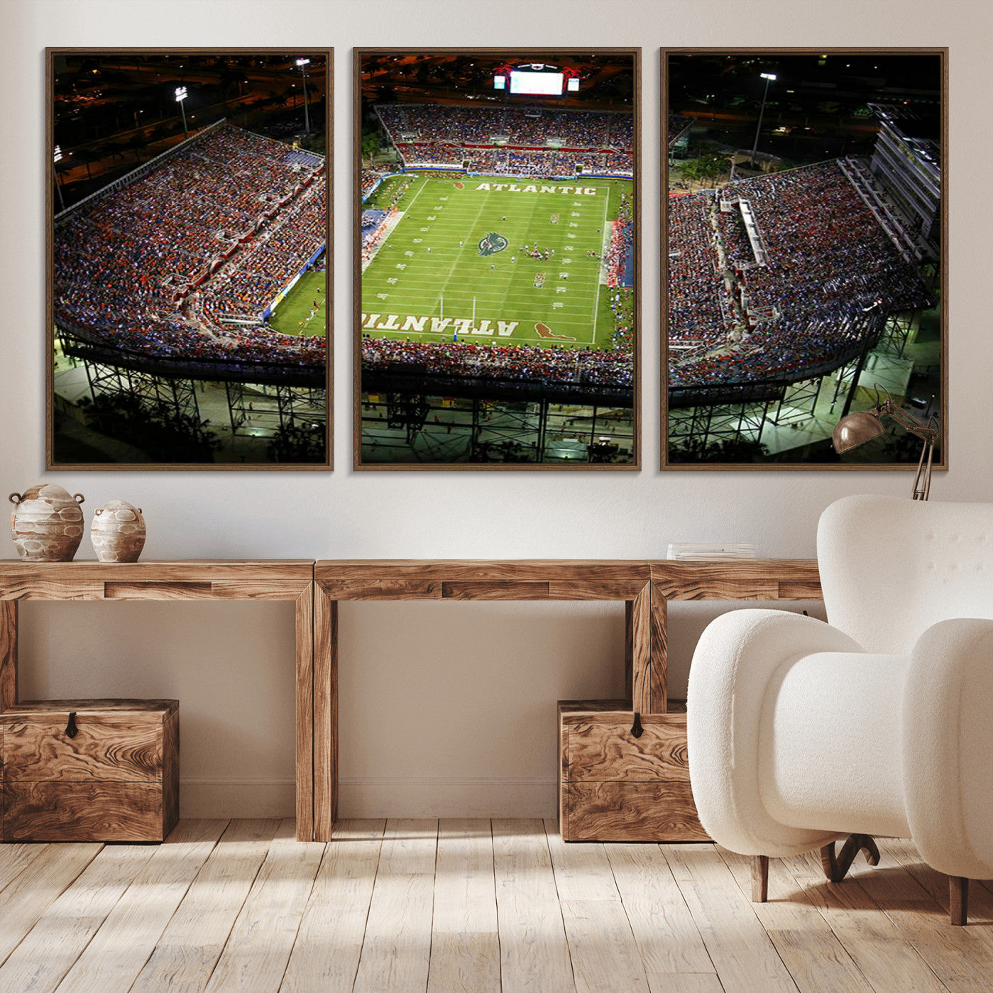 -Florida Atlantic University Owls Football Team Print - Boca Raton FAU Stadium Wall Art Canvas Print