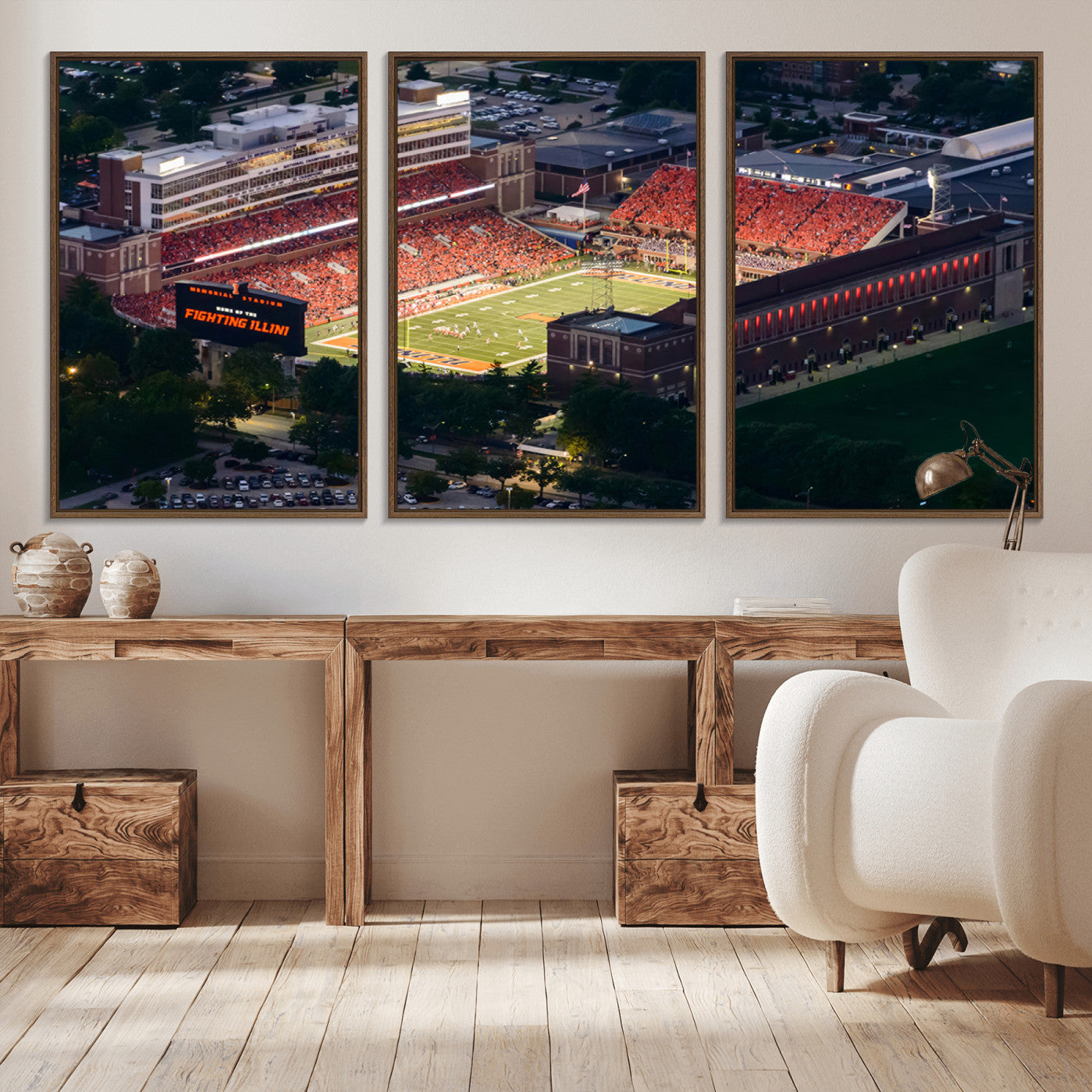 -University of Illinois Fighting Illini Football Team Print - Champaign Illinois Memorial Stadium