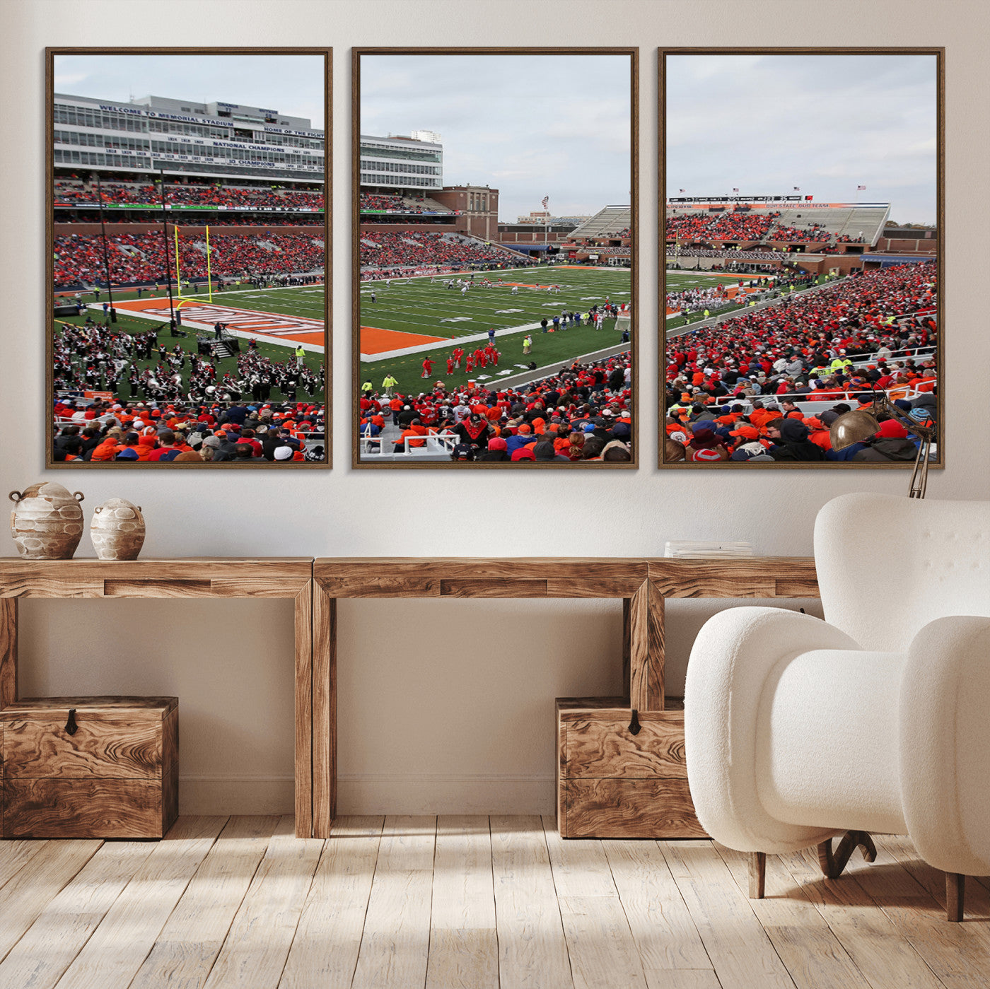 86851-MGV-CV-36X24-University of Illinois Fighting Illini Football Team Print - Champaign Illinois Memorial Stadium