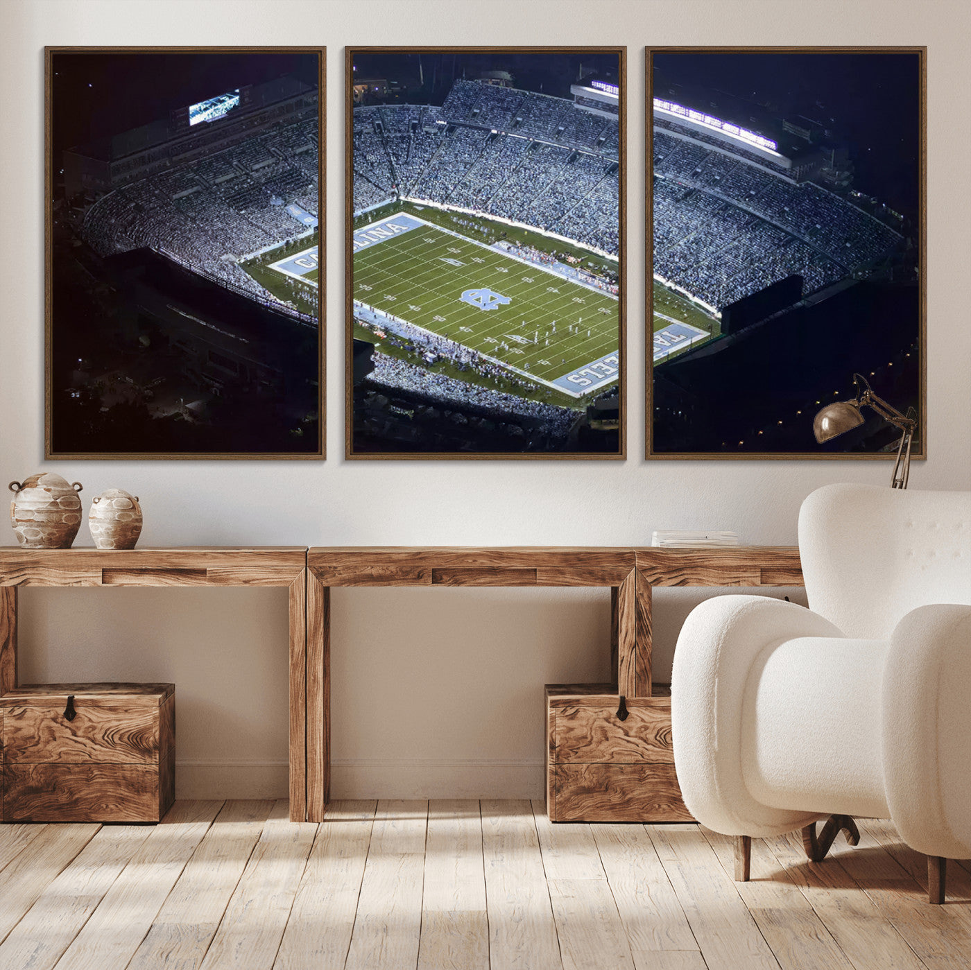 88375-MGV-CV-36X24-University of North Carolina Tar Heels Football Team Print - Chapel Hill Kenan Memorial Stadium