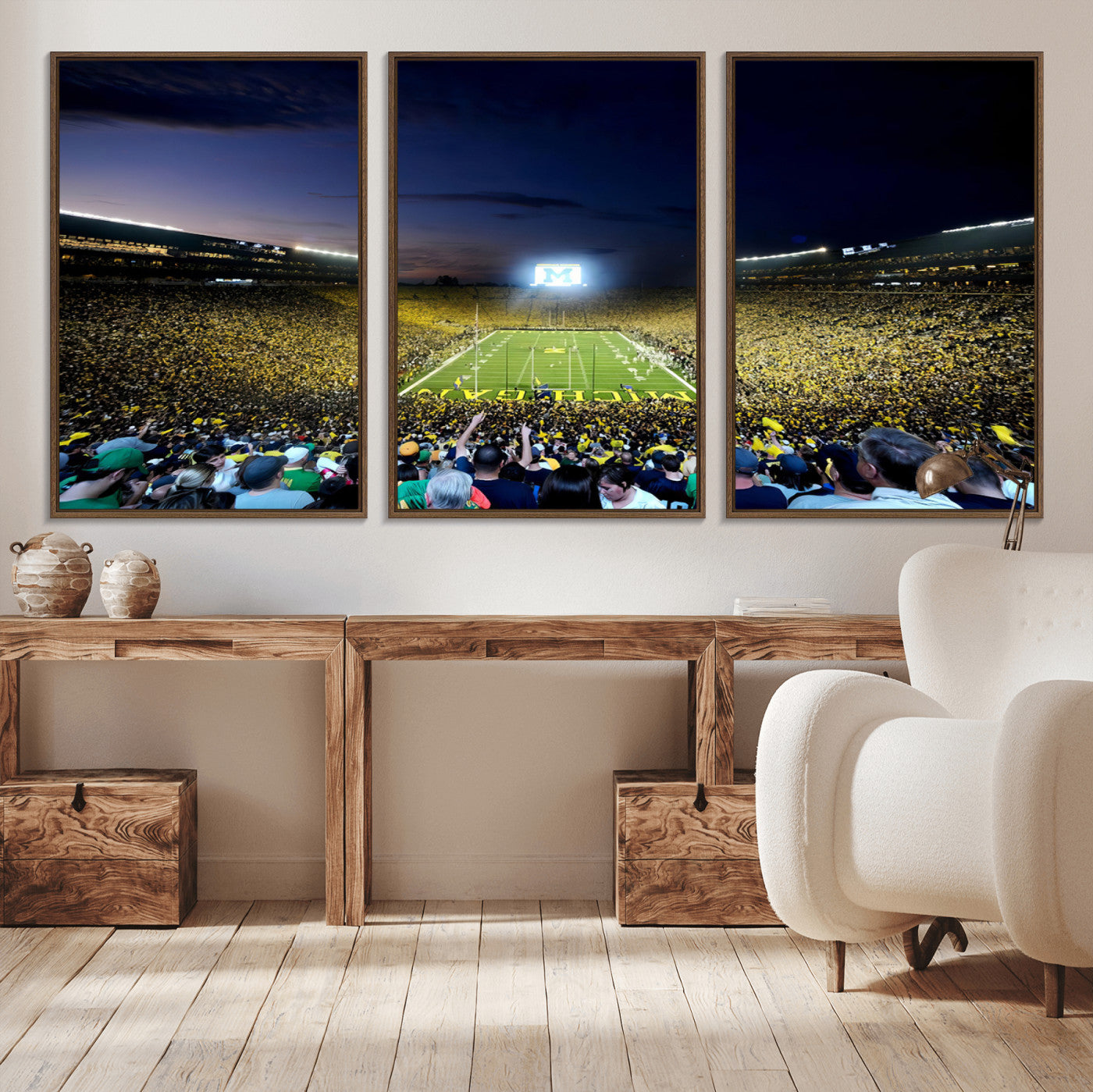 22115-MGV-CV-36X24-University of Michigan Wolverines Football Team Print - Ann Arbor Michigan Stadium Canvas Print
