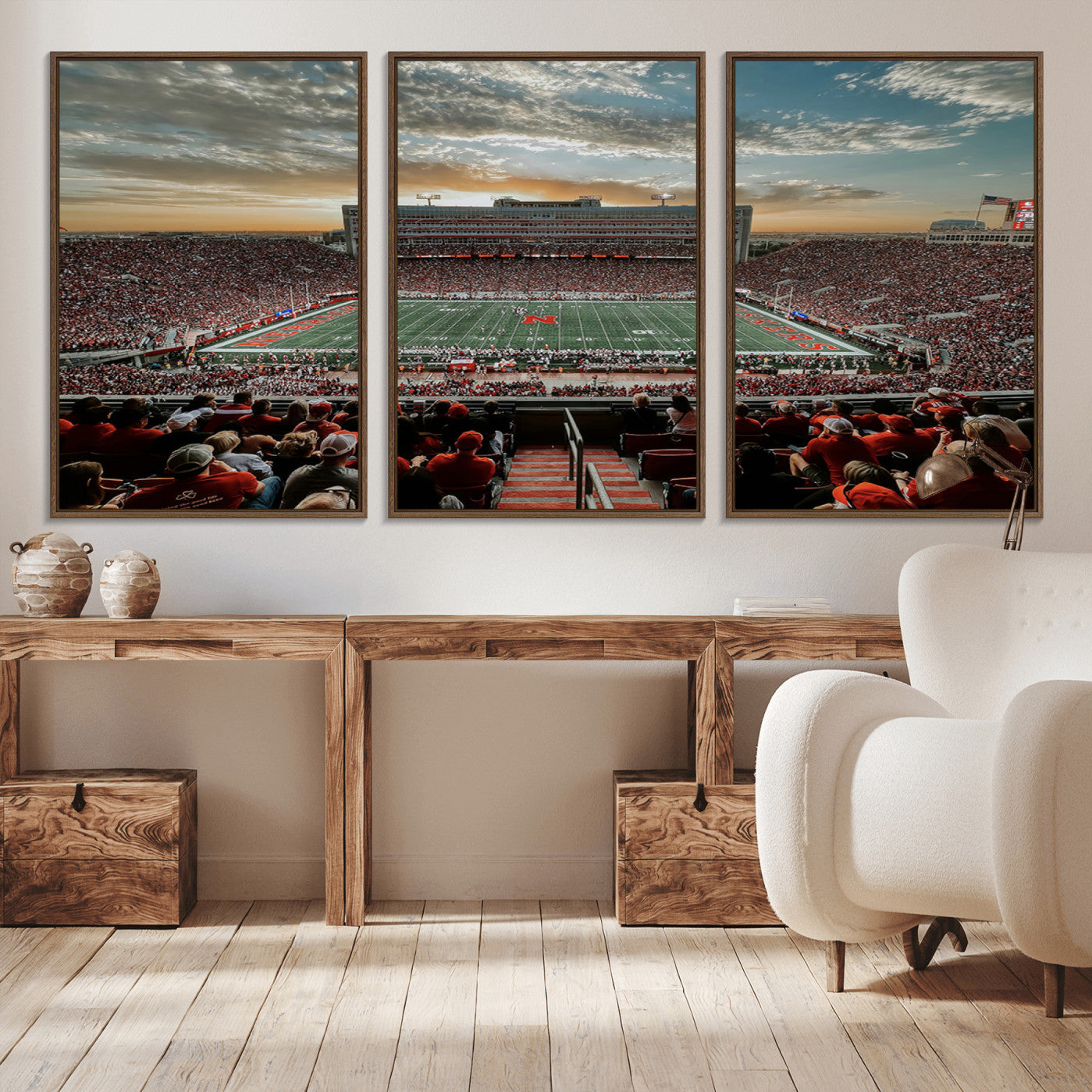 70684-MGV-CV-36X24-University of Nebraska Cornhuskers Football Team Print - Lincoln Memorial Stadium Art Canvas Print