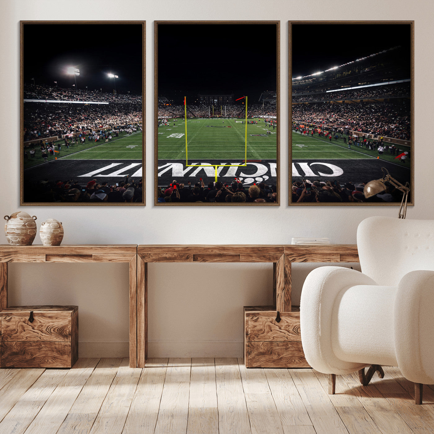 28212-MGV-CV-36X24-Cincinnati Bearcats Football Team Print - Nippert Stadium Wall Art Canvas Print