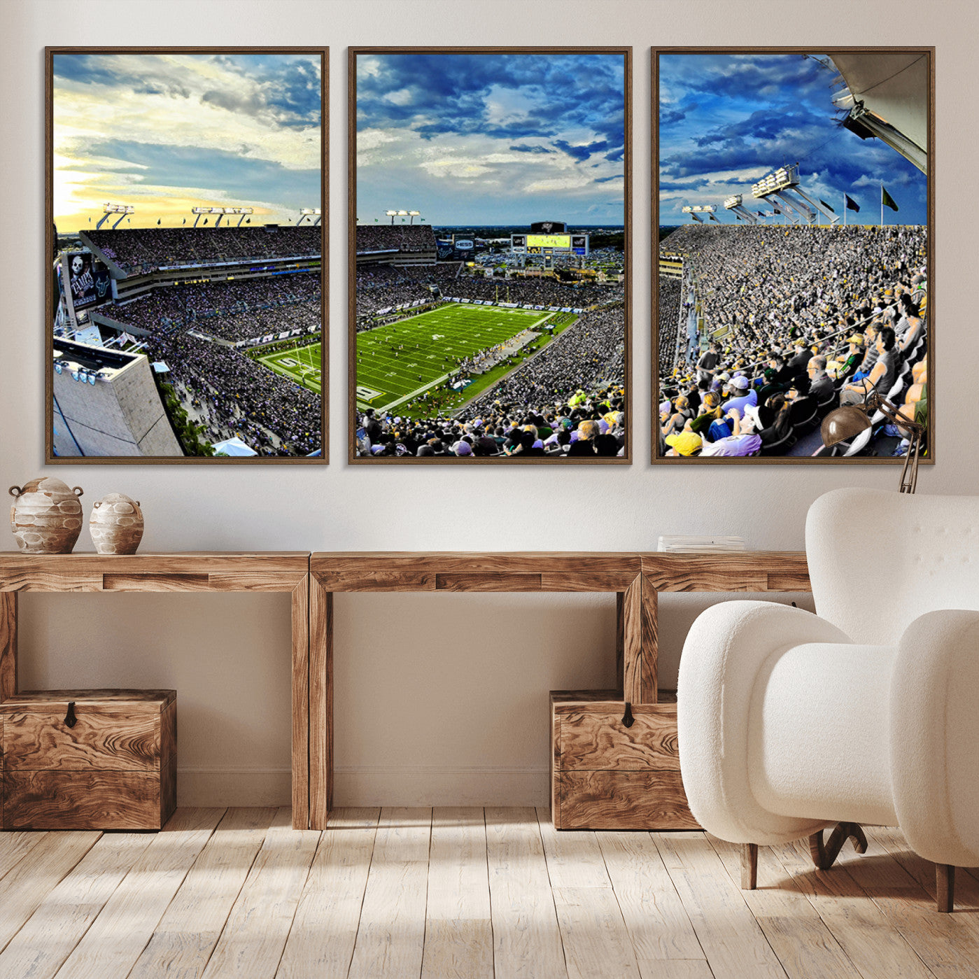 -Framed USF Bulls Football Team Print - Tampa Raymond James Stadium Wall Art Canvas Print