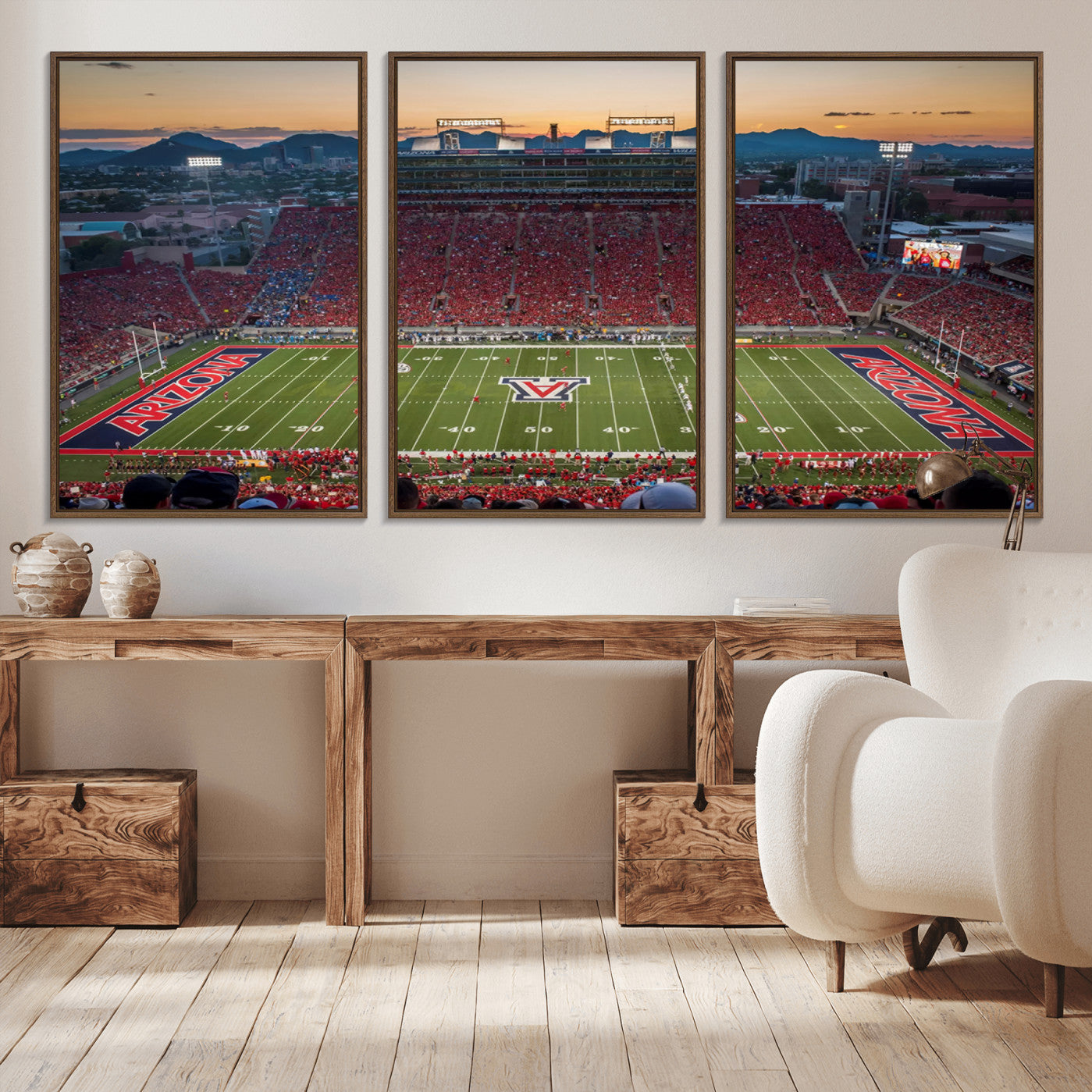 -Arizona Wildcats Football Team Print - Tucson Arizona Stadium Wall Art Canvas Print