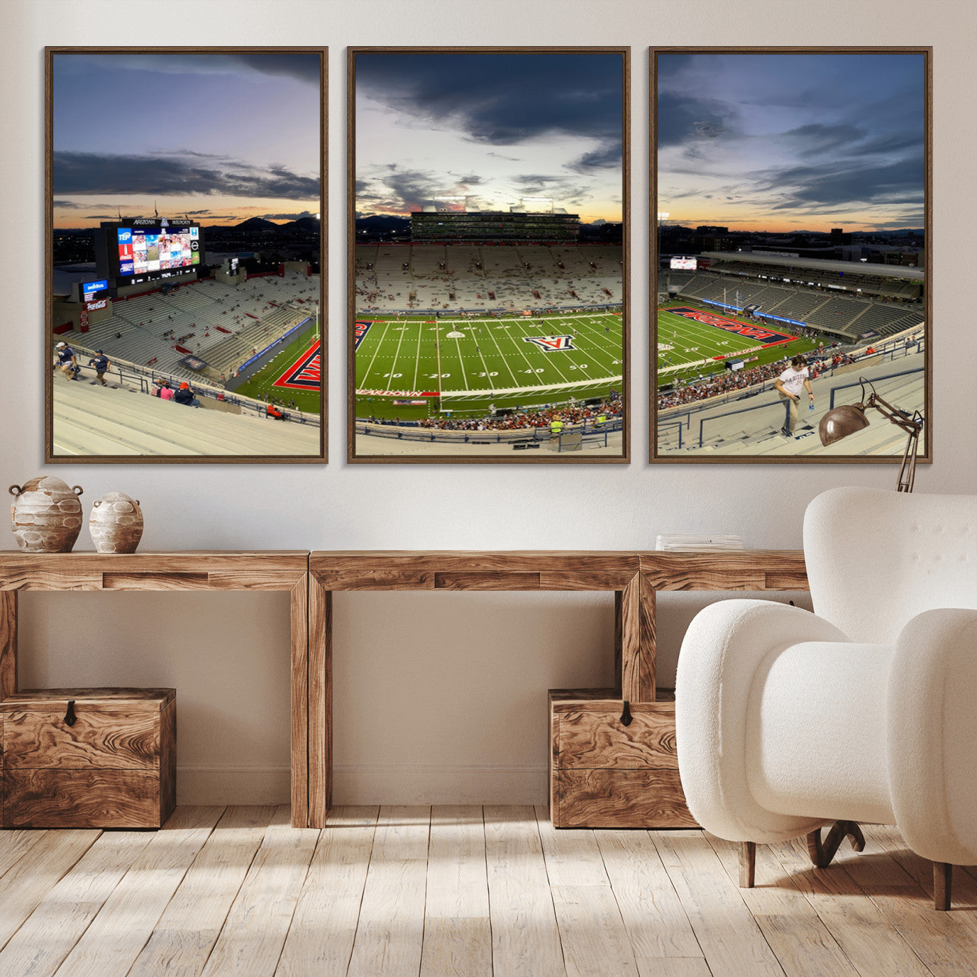 -Arizona Wildcats Football Team Print - Tucson Arizona Stadium Wall Art Canvas Print