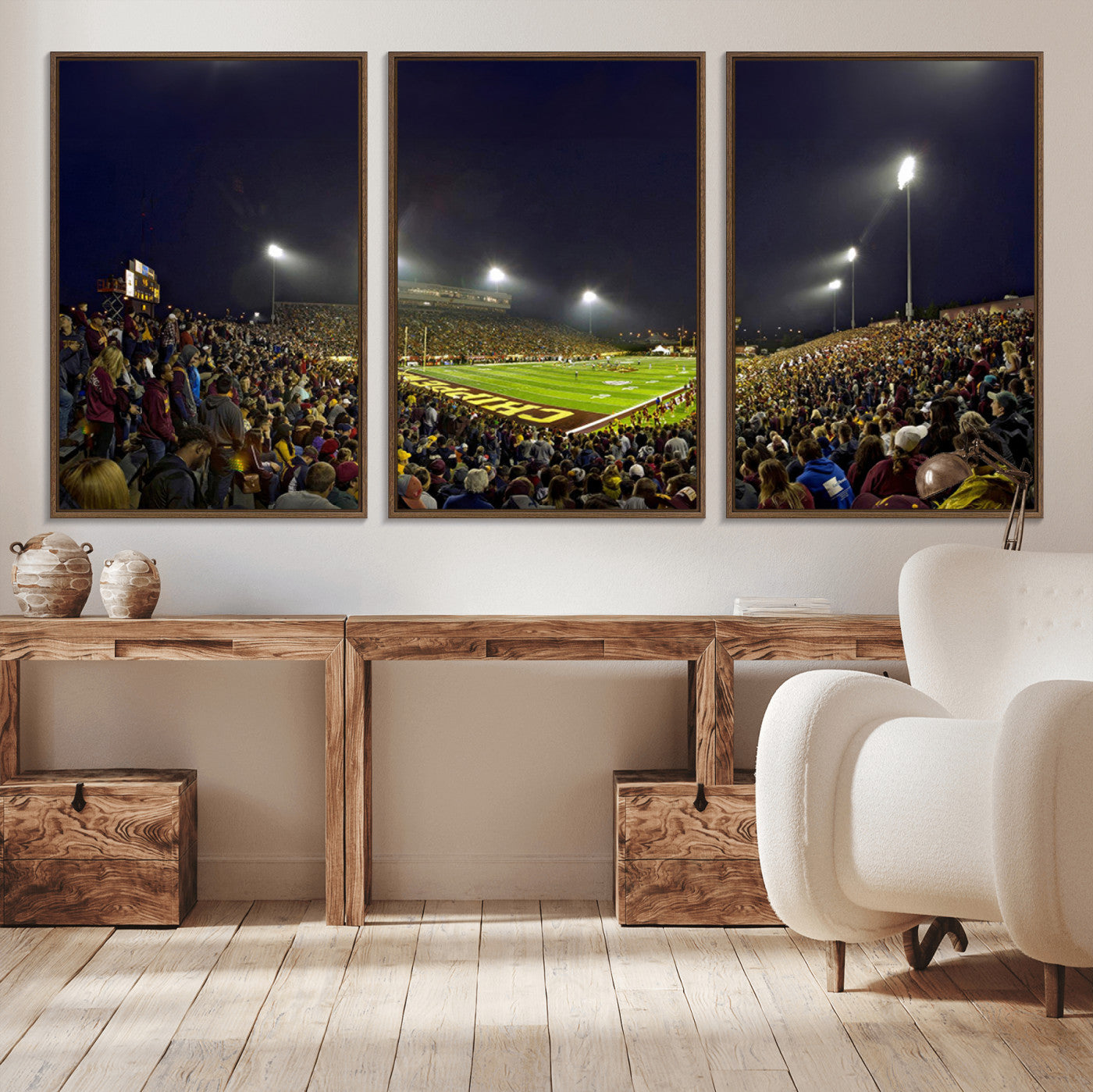 -Central Michigan University Chippewas Canvas Wall Art, Football Team Print - Mount Pleasant