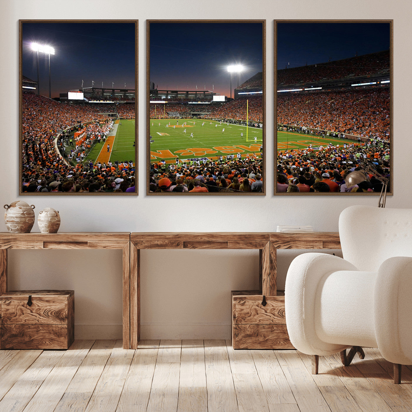 -Clemson University Tigers Art Print, Football Team Print - Clemson Memorial Stadium Wall Art Canvas