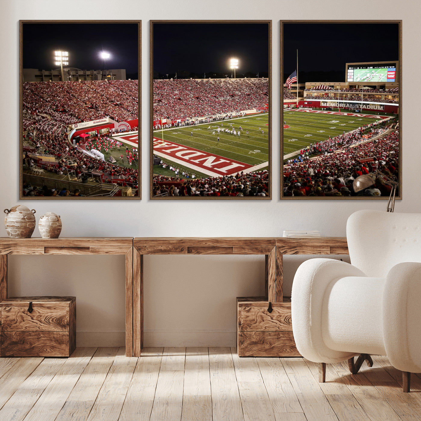 -Indiana University Hoosiers Football Team Print Canvas - Bloomington Memorial Stadium Wall Art