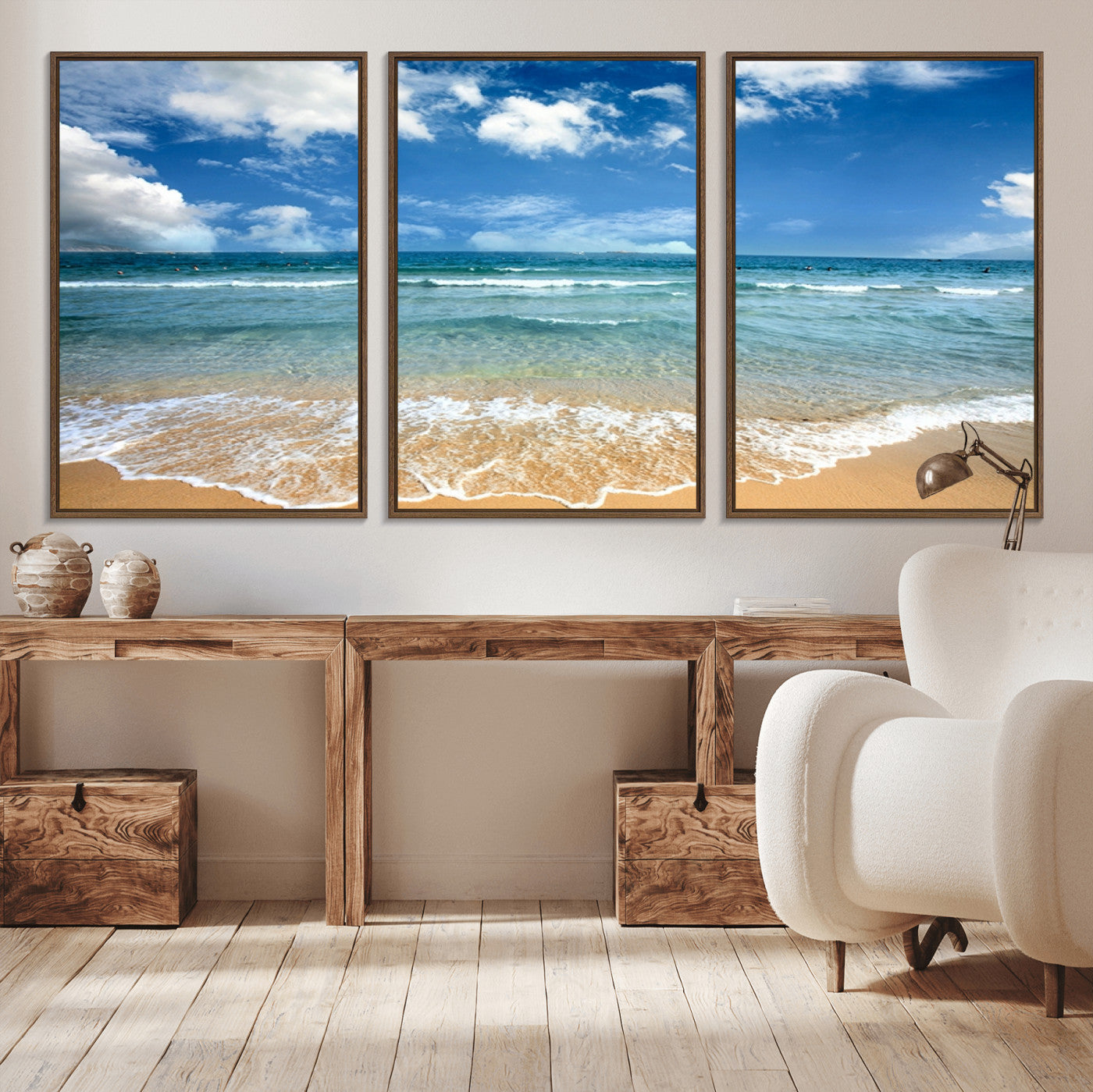 -Sea View From the Beach Canvas Print