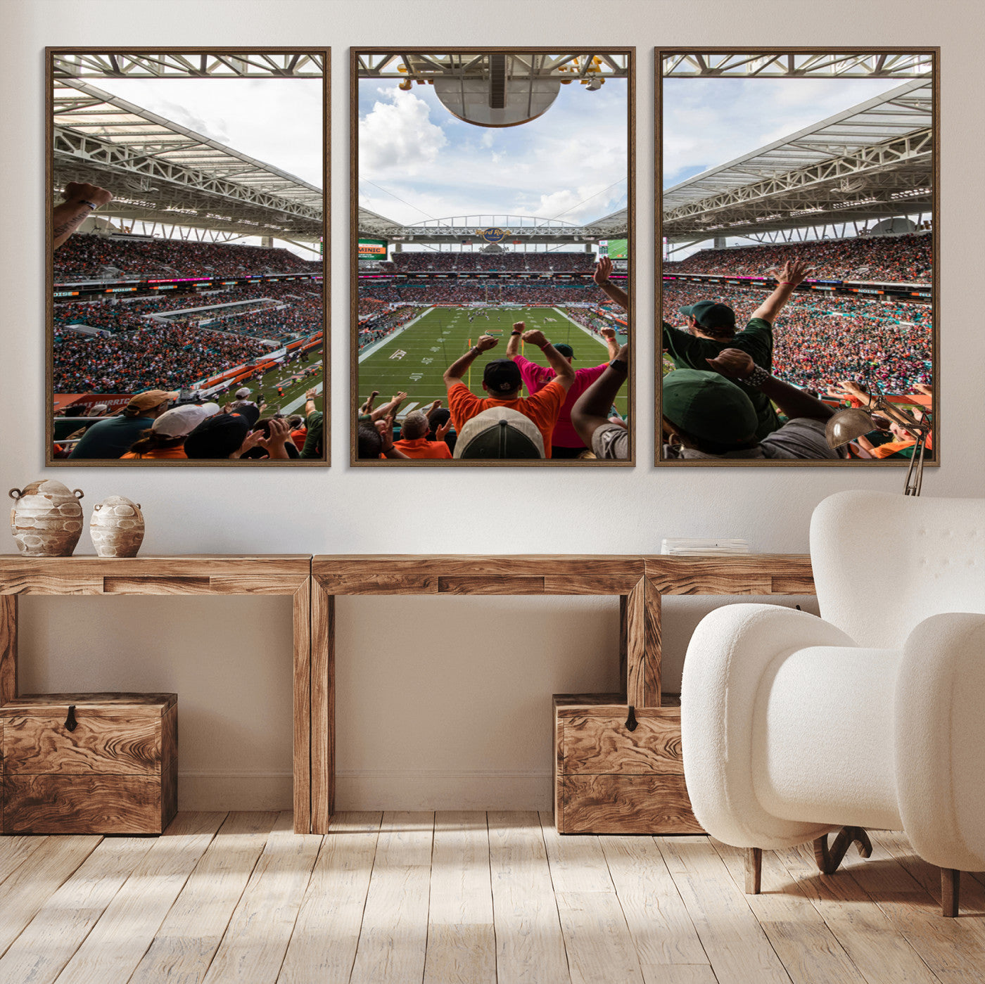 -Miami Hurricanes Football Team Wall Art Print - Miami Hard Rock Stadium Wall Art Canvas Print