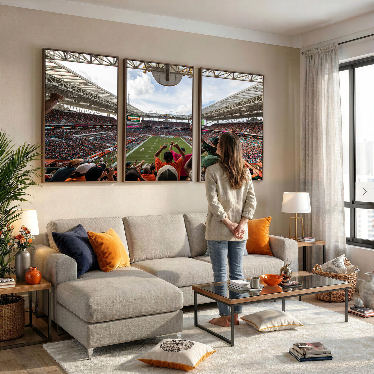 66239-PAN-FL-20X10 - Miami Hurricanes Football Team Wall Art Print - Miami Hard Rock Stadium Wall Art Canvas Print