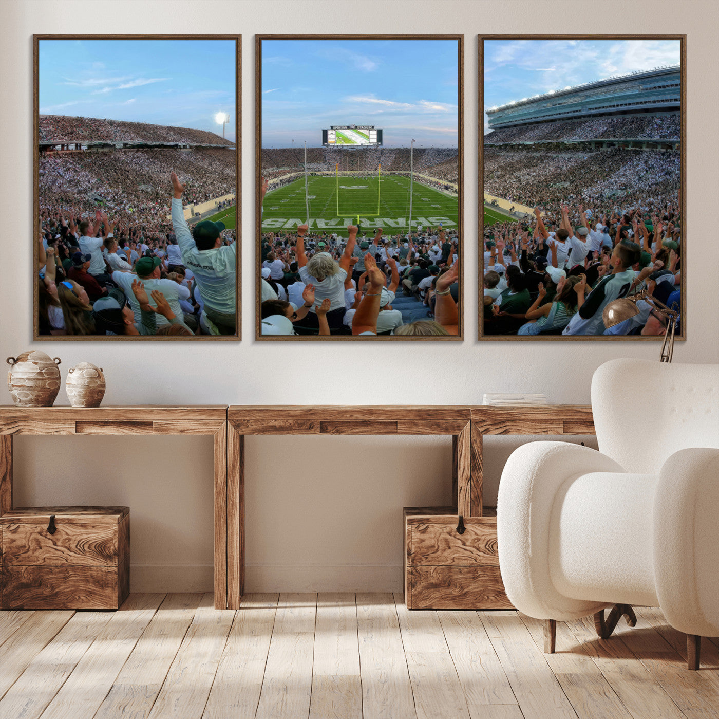 -Michigan State Spartans Football Team Art Print - East Lansing Spartan Stadium Wall Art Canvas Print