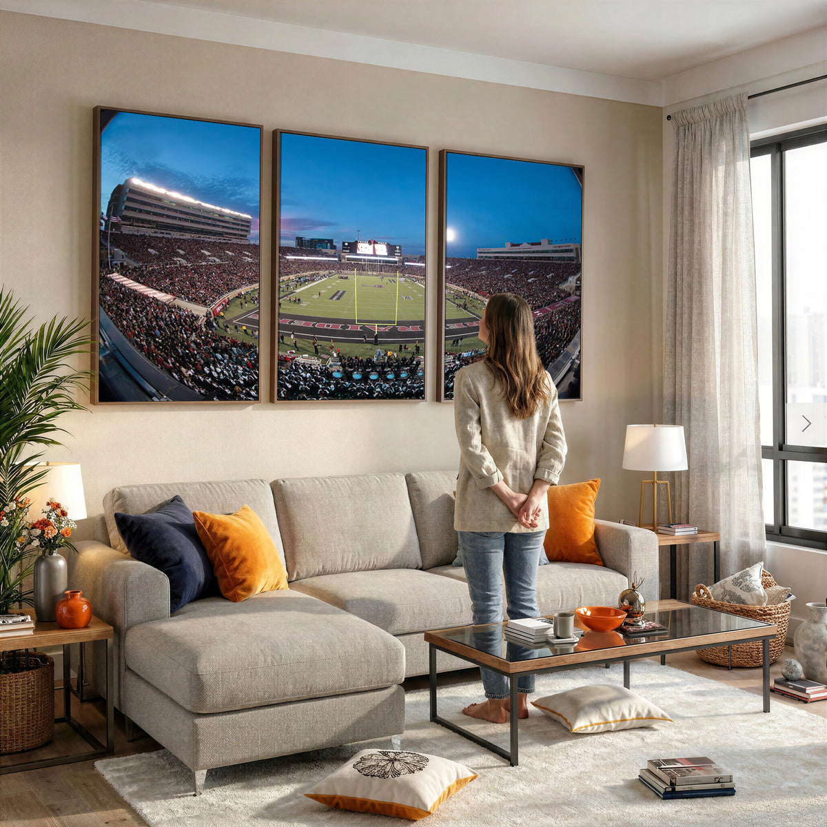 60763-PAN-FL-20X10 - Texas Tech Red Raiders Canvas, Framed Football Team Print - Lubbock Jones AT&T Stadium Wall Art