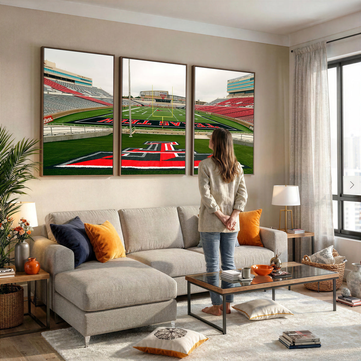 43169-PAN-FL-20X10 - Texas Tech Red Raiders Football Team Print - Lubbock Jones AT&T Stadium Wall Art Canvas Print