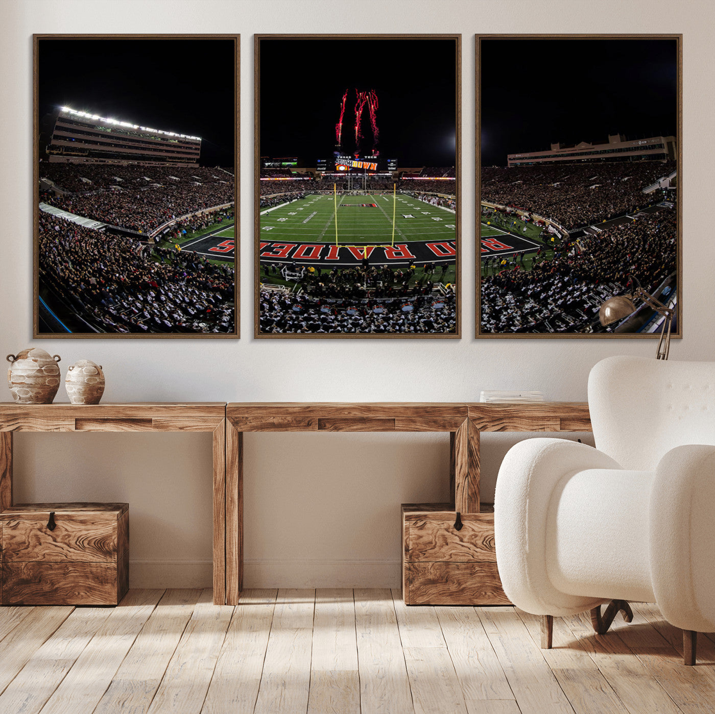 -Framed Texas Tech Red Raiders Stadium Canvas, Texas Tech Red Raiders Football Team Print - Lubbock