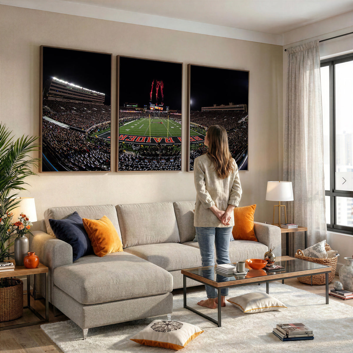 83122-PAN-FL-20X10 - Framed Texas Tech Red Raiders Stadium Canvas, Texas Tech Red Raiders Football Team Print - Lubbock