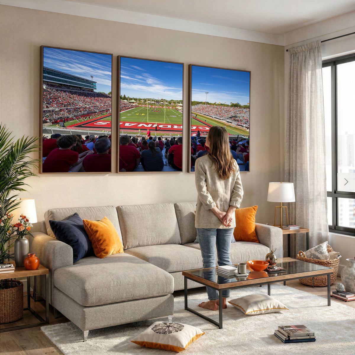 71475-PAN-FL-20X10 - Ball State Cardinals Football Team Print - Muncie Scheumann Stadium Wall Art Canvas Print