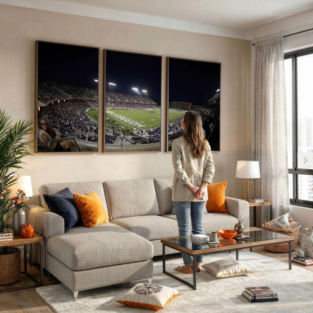59222-PAN-FL-20X10 - TCU Horned Frogs Football Team Print - Fort Worth Amon G. Carter Stadium Wall Art Canvas Print.