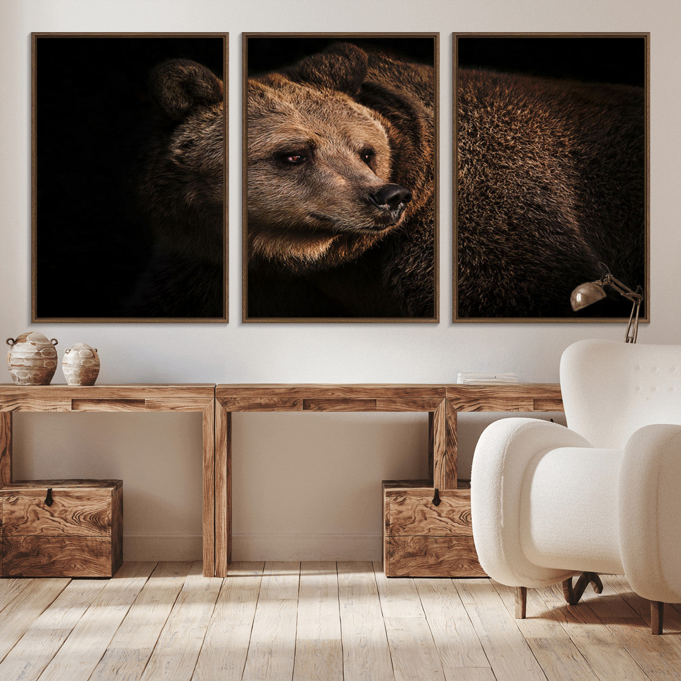 67744-MGV-CV-36X24-Wild Grizzly 399 Bear Canvas Wall Art Print, Bear Animal Canvas Artwork Print, Black Bear Wall Art