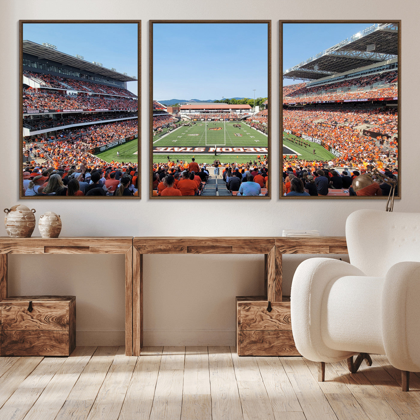 35211-MGV-CV-36X24-Oregon State Beavers Football Team Print - Corvallis Reser Stadium Wall Art Canvas Print