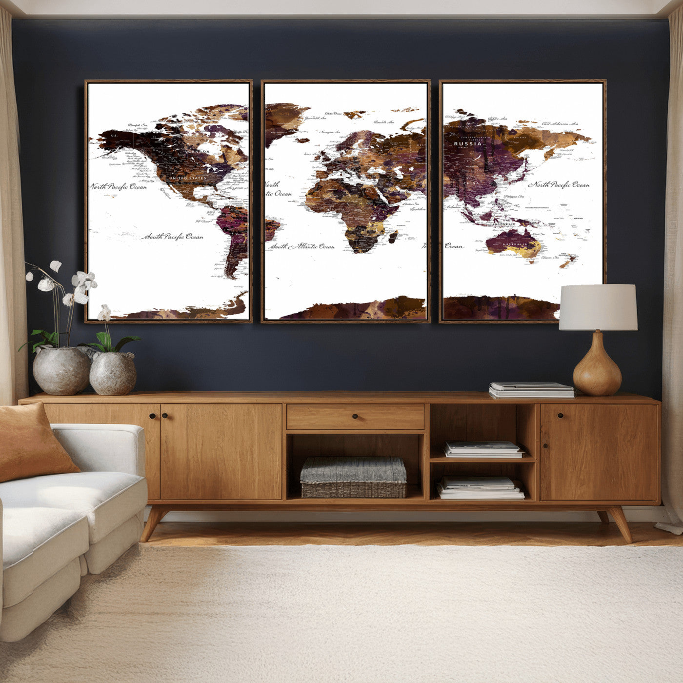 50611-MGV-CV-36X24 - Push Pin World Map Canvas Print – Framed Wall Art for Couples to Track Their Travels – Anniversary