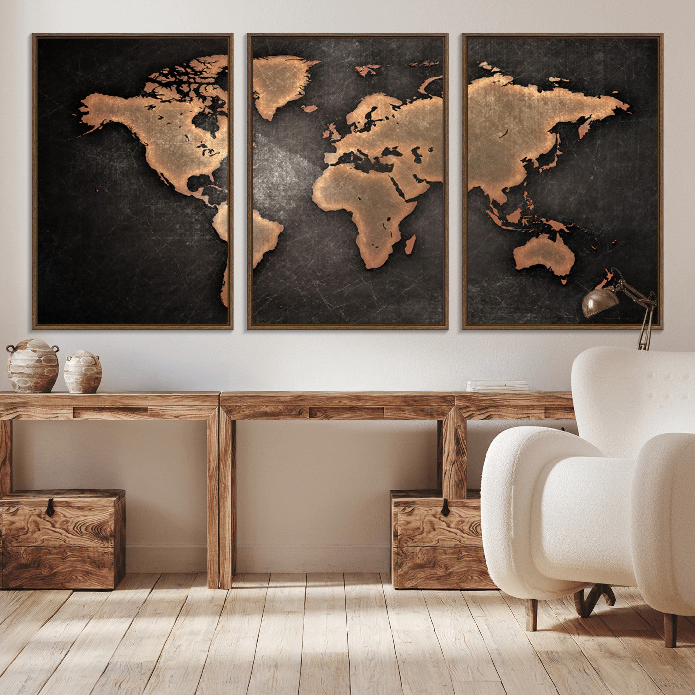 33739-MGV-CV-36X24-Push Pin World Map Canvas Print – Framed Travel Map Wall Art for Couples, Anniversary Gift, Modern Home or Office Decor