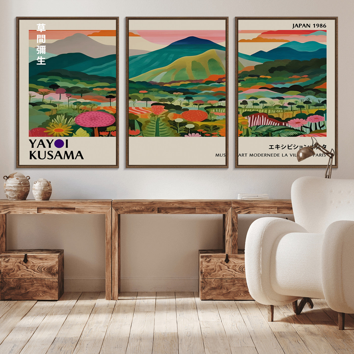 83384-MGV-CV-36X24-Yayoi Kusama Japan 1986 Canvas – Wabi Sabi Japanese Vibrant Abstract Wall Art Contemporary Canvas for Home, Office