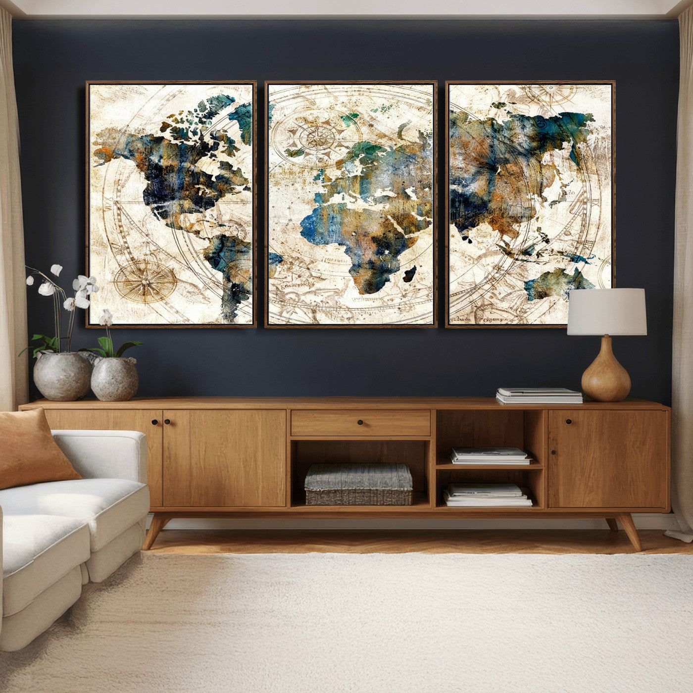 10554-MGV-CV-36X24 - Abstract World Map Art Print Canvas Print